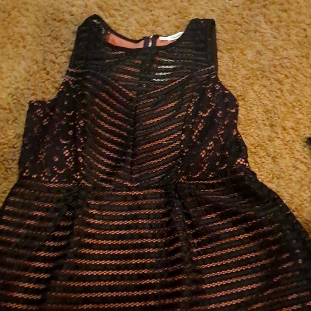 Beautiful black lace with pink slip dress